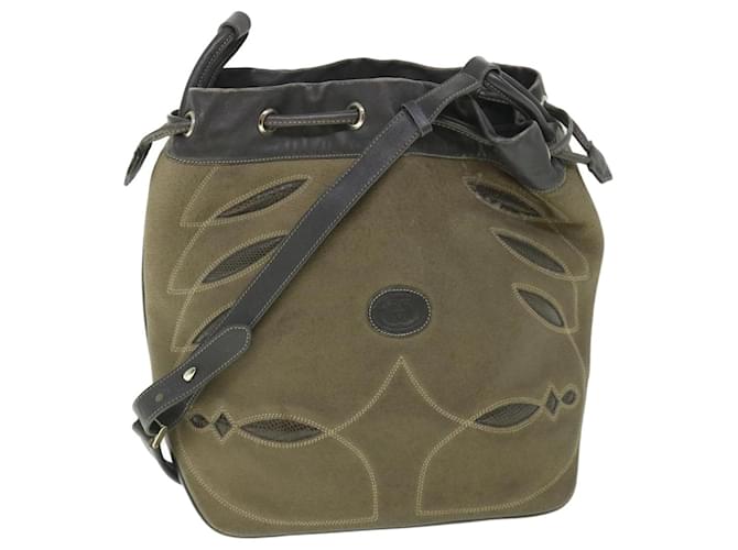 GUCCI Shoulder Bag Leather Khaki Gray Auth 56761 Grey  ref.1102593