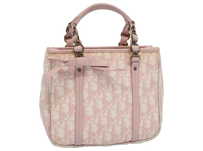 Bolsa de mão Christian Dior Trotter em lona PVC couro rosa 09-BO-0076 Auth yk8952  ref.1102604