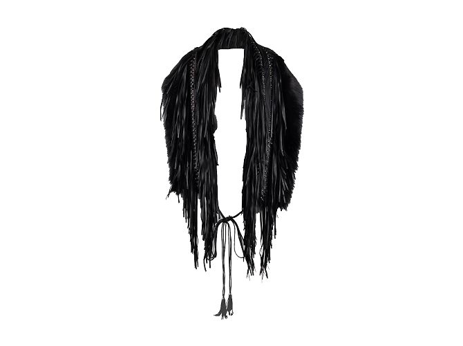 Autre Marque Cachecol de pelúcia com franjas de couro Preto