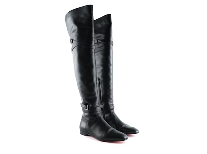CHRISTIAN LOUBOUTIN  Boots T.eu 38 leather Black  ref.1102808