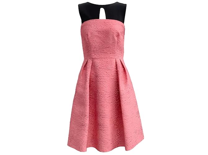 Autre Marque Mantu Black / Pink Brocade Skater Dress Polyester  ref.1102836
