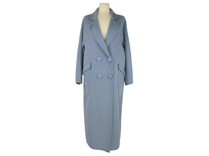 Ermanno Scervino Light Blue Pocket Detail Double Breasted Coat Synthetic  ref.1102861