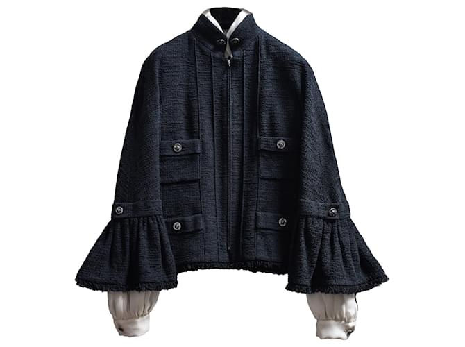 Chanel Never worn w/Tags Navy blue Silk Cotton Tweed  ref.1102885