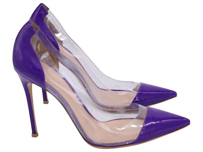 Gianvito Rossi Plexi Heels in Purple Patent Leather and Clear PVC Plastic  ref.1102900