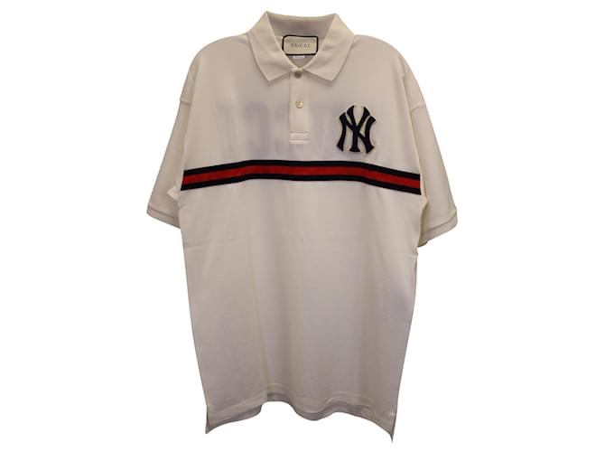 Gucci Yankee Polo Shirt in White Cotton  ref.1102909