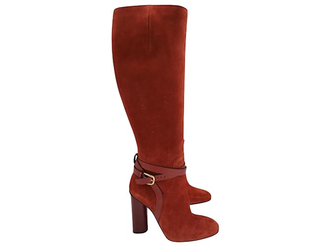 Gucci New Marron Glace Knee-High Boots in Burnt Orange Suede  ref.1102914