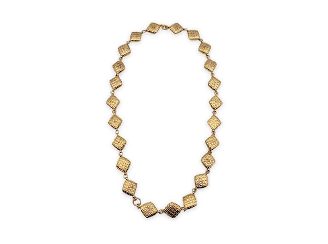 Chanel Vintage Gold Metal Quilted Collar Necklace Golden  ref.1102925
