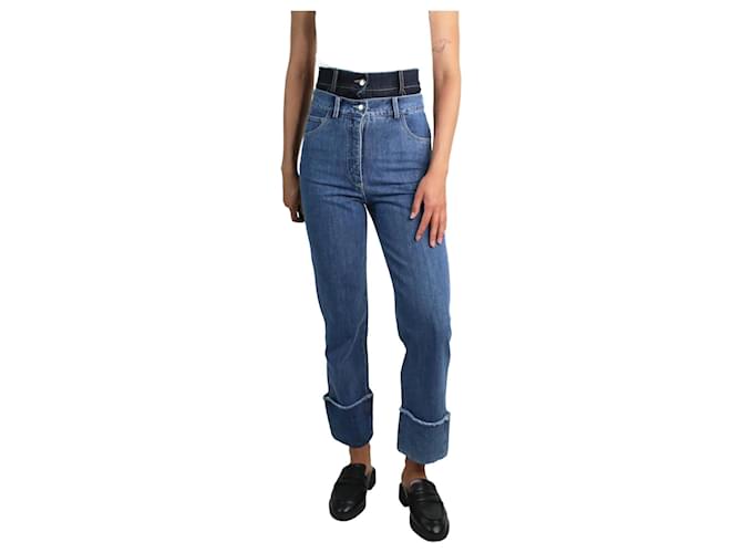 Autre Marque Calça jeans azul com cós contrastante e forro jeans - tamanho UK 8 Algodão  ref.1103054