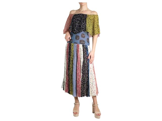 Christian Dior Multicolored silk floral printed maxi dress - size UK 8 Multiple colors  ref.1103204