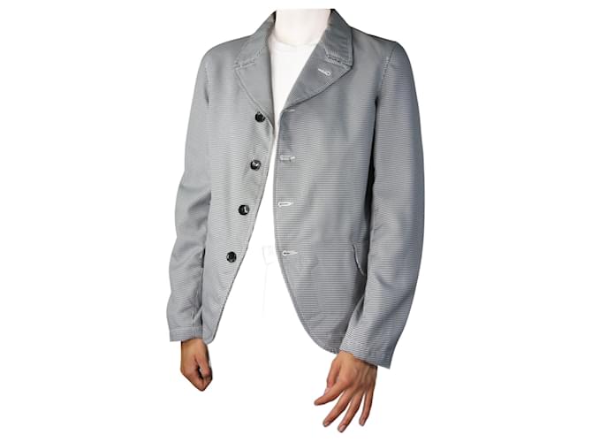 Comme Des Garcons Schwarze Jacke im Blazer-Stil mit Knopfleiste und Hahnentrittmuster – Größe S  ref.1103243