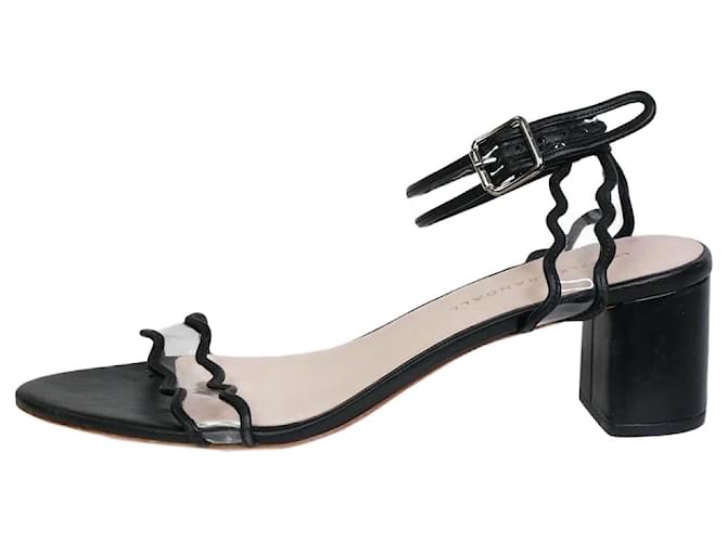 Loeffler Randall Black sandals with wavy transparent straps - size EU 37.5 Leather  ref.1103283