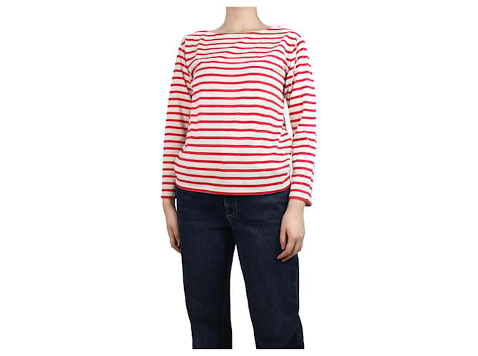 Saint Laurent Red and cream striped top - size M Cotton  ref.1103330
