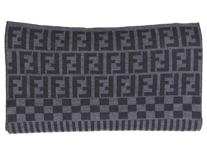 Fendi Grey wool striped scarf  ref.1103333