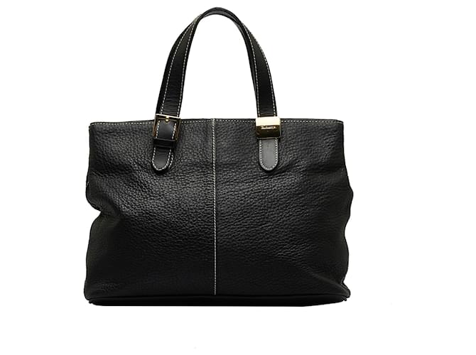 Burberry Black Calf Leather Tote Pony-style calfskin  ref.1103361