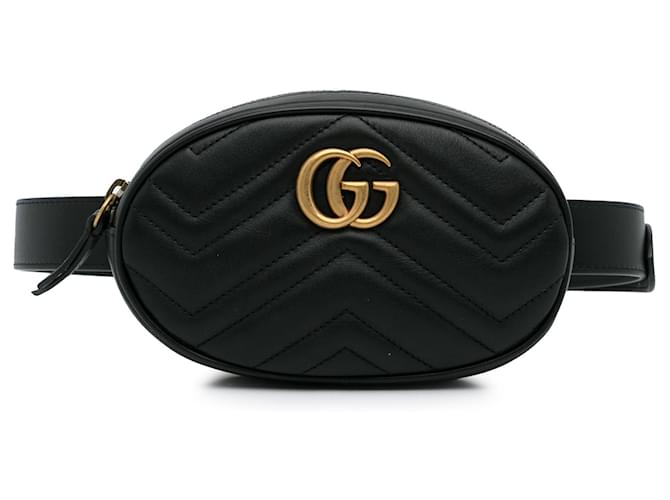 Gucci Black GG Marmont Belt Bag Leather Pony-style calfskin  ref.1103409