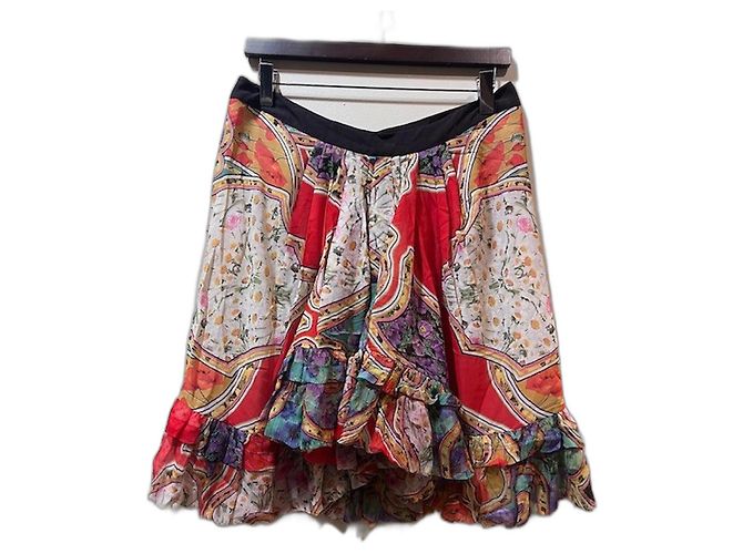 Jupe volantée en soie multicolore Roberto Cavalli