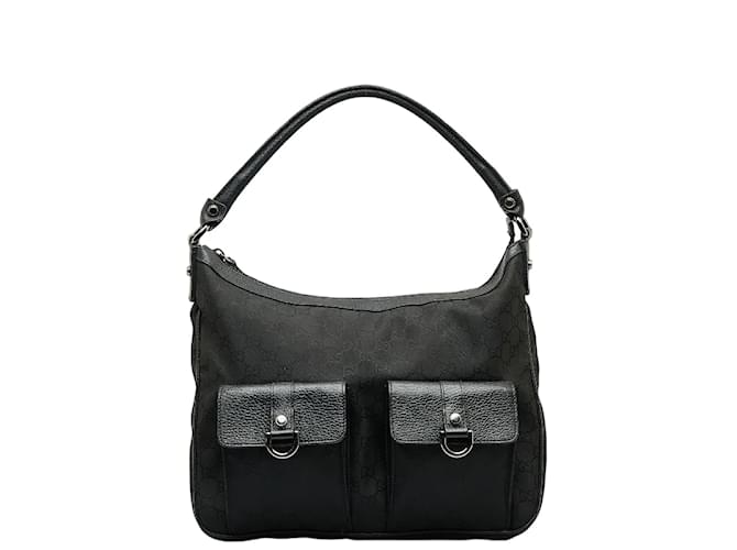 Gucci GG Canvas Double Pocket Shoulder Bag 293581 Black Cloth  ref.1103652