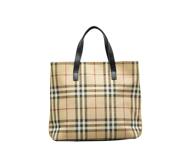 Burberry Nova Check PVC Leather Handbag in Very Good Condition Beige Plastic  ref.1103659