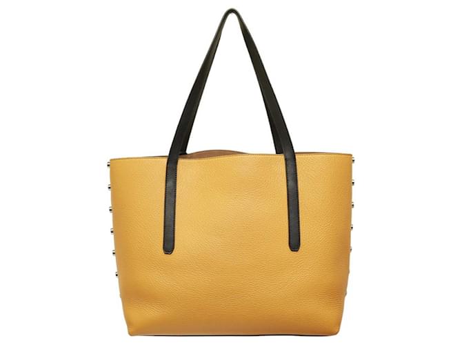 Jimmy Choo Große Shopper-Tasche aus zweifarbigem gekrispeltem Leder in Taupe und Gelb  ref.1103715