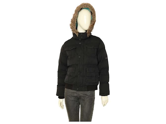 Burberry Black Puffer Removable Hood with Fur Trim Jacket size 14Y XS 164cm tall  ref.1103822