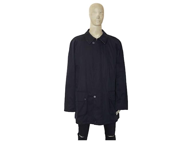 Jaqueta masculina Burberry azul escuro, casaco de comprimento médio, tamanho médio 60 Algodão  ref.1103840