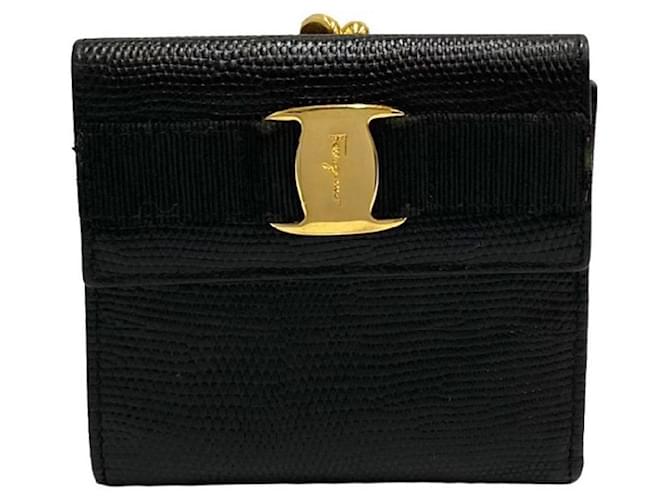 Salvatore Ferragamo Vara Preto Couro  ref.1103879