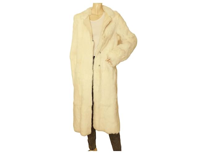 Autre Marque TWICE by Tittaporta white rabbit fur long length style fur jacket coat size 44 Leather  ref.1103906