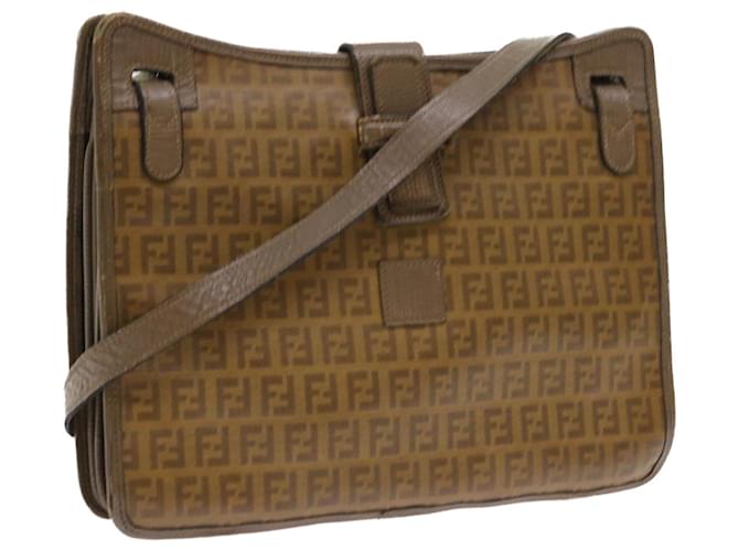 FENDI Zucchino Canvas Shoulder Bag Brown Auth 56785  ref.1103986