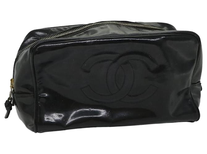 CHANEL Clutch Bag Patent leather Black CC Auth bs9031  ref.1104043
