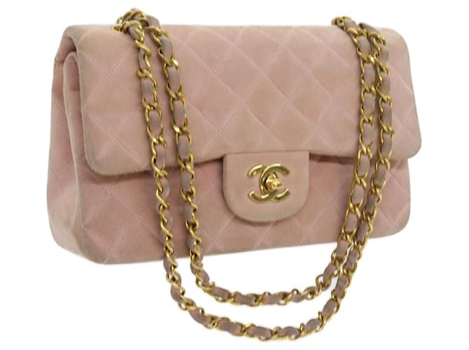 CHANEL Matelasse Turn Lock Chain Shoulder Bag Suede Pink CC Auth yk9107  ref.1104059