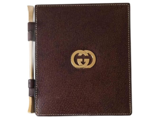 Gucci photo holder brown leather Dark brown