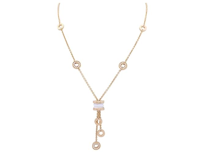 Colar Bulgari, "BZero1", Rosa ouro, cerâmica branca e diamantes. Cerâmico Ouro rosa  ref.1104192