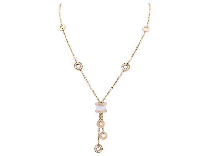 Collana Bulgari, "BZero1", Oro rosa, ceramica bianca e diamanti.