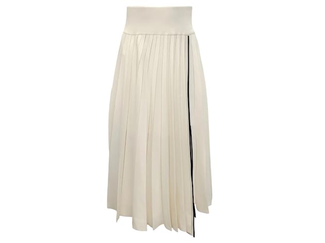 Sacai White Pleated Midi Skirt Cotton  ref.1104212