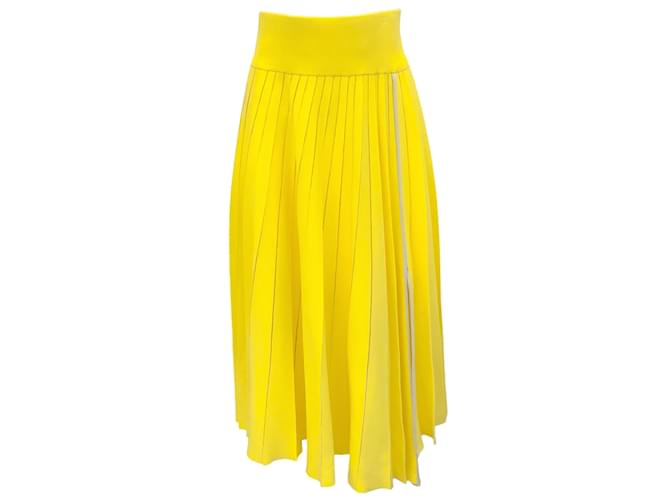 Sacai Yellow Pleated Midi Skirt Cotton  ref.1104221