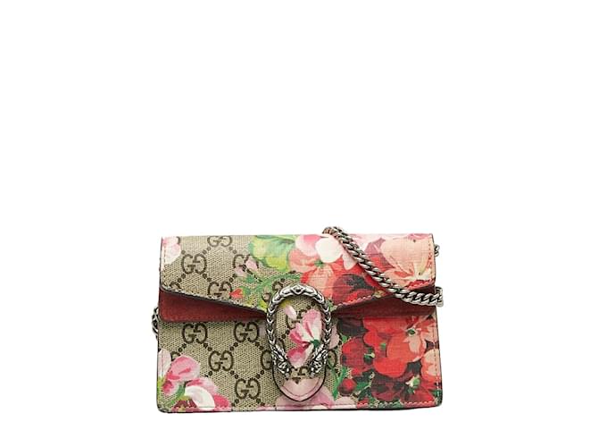 Gucci Super Mini GG Supreme Blooms Dionysus Crossbody Bag  476432 Red Cloth  ref.1104341