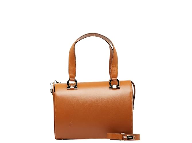 Salvatore Ferragamo Leather Gancini Handbag Brown  ref.1104352