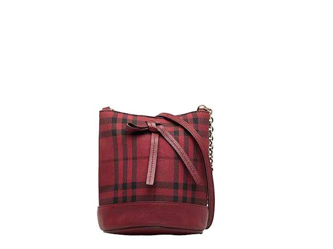 Burberry Nova Check Bucket Bag Red Cloth  ref.1104354