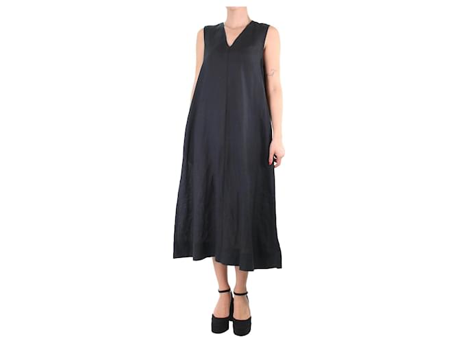 Autre Marque Black sleeveless midi dress - size M Linen  ref.1104387