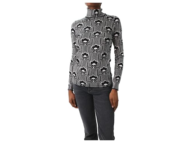 Prada Black floral printed funnel-neck sweater - size IT 40  ref.1104388