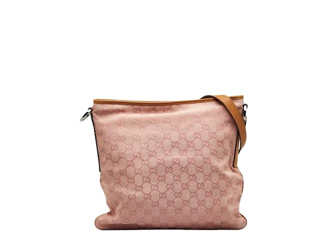 Gucci Sac messager plat en toile GG 113013 Rose  ref.1104436