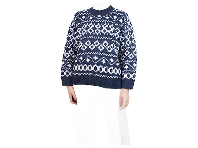 Vince Dark blue patterned jumper - size XS Wool  ref.1104490