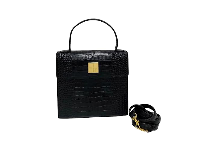 Yves Saint Laurent Handtasche aus Leder mit Henkel Schwarz  ref.1104625