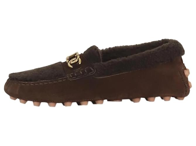 Tod's Brown suede and sheepskin loafers - size EU 37  ref.1104652