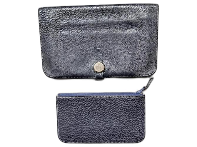 Hermès Wallets Dark blue Leather  ref.1104682