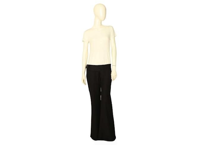 Balmain schwarze Woll-Kleiderhose mit plissiertem Taillen- und ausgestelltem Bein, Hosengröße 40 Wolle  ref.1104690