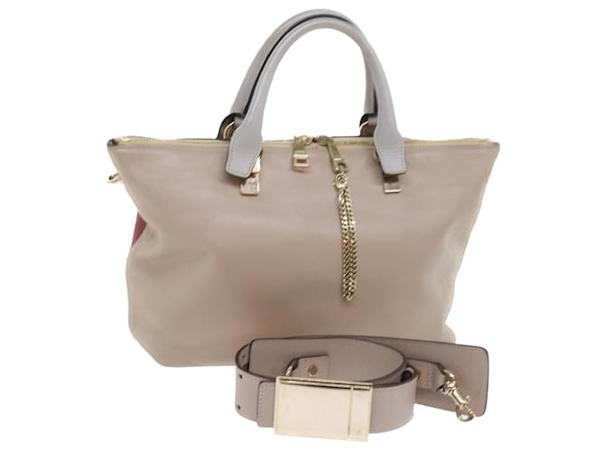 Chloé Chloe Hand Bag Leather 2way Beige Auth bs8954  ref.1104775