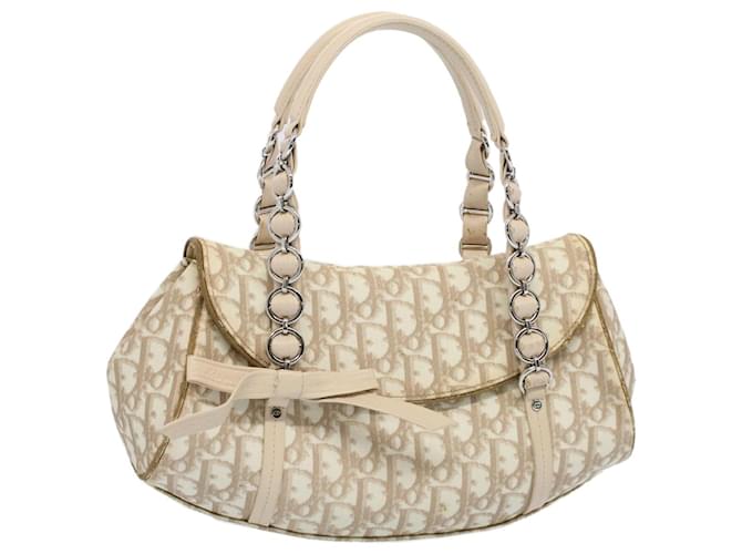 Christian Dior trotter romantic Hand Bag PVC Leather Beige 03-RU-0037 auth 56961  ref.1104794