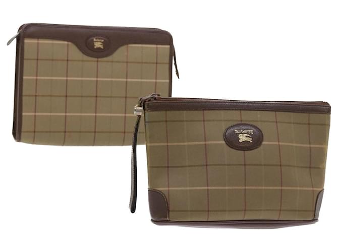 Autre Marque Burberrys Nova Check Clutch Bag Canvas 2Set Brown Auth bs8985 Cloth  ref.1104810
