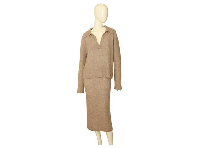 Autre Marque Twist & Tango Beige Alpaca Wool Knit Below knee Calf skirt & Sweater Top XS / S  ref.1105475